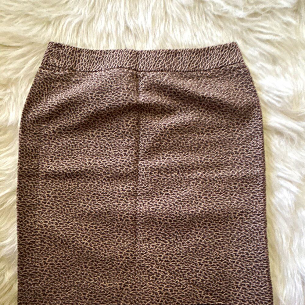 LOFT Womens Animal Print Pencil Skirt 2 Brown Beige Lined Zip Knee Length 503